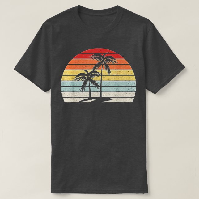 Camiseta Verano retro Palm Tree Vintage Tropical Beach (Diseño del anverso)