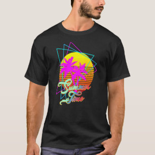 Camiseta Verano Retro Playa de Palmeras de Vaporwave de los