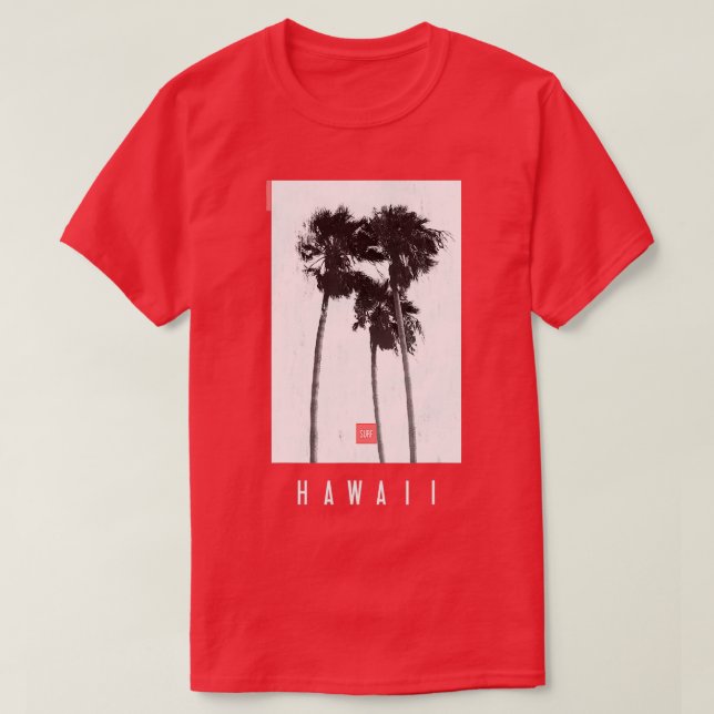 Camiseta Verano retro tropical de las palmas hawaianas (Diseño del anverso)