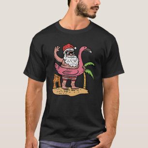 Camiseta Verano Santa Flamingo Floater Navidades Graciosos 