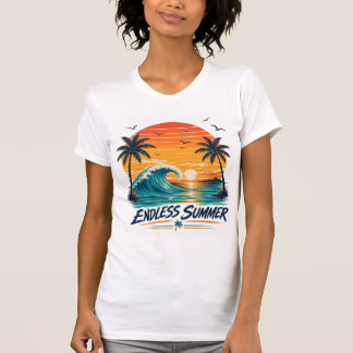 Camiseta Verano sin Fin | Puesta de Sol Tropical Retro en l