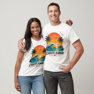 Camiseta Verano sin Fin Puesta de Sol Tropical Retro en l