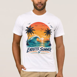 Camiseta Verano sin Fin | Puesta de Sol Tropical Retro en l