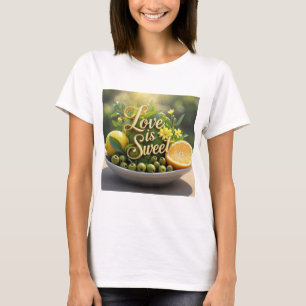 Camiseta Verano soleado Lemones, aceitunas, rodajas de cítr