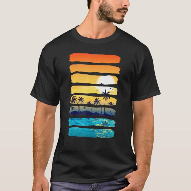 Camiseta Verano Sun Palm Tree Beach Ocean Artistic 1 (Anverso)