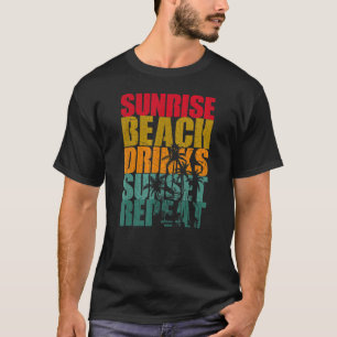 Camiseta Verano Sunrise Beach Bebidas Sunset Repeat Beach 1
