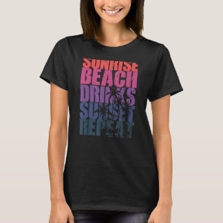 Camiseta Verano Sunrise Beach Bebidas Sunset Repeat Beach 7
