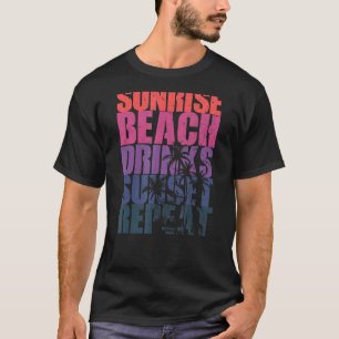 Camiseta Verano Sunrise Beach Bebidas Sunset Repeat Beach 7