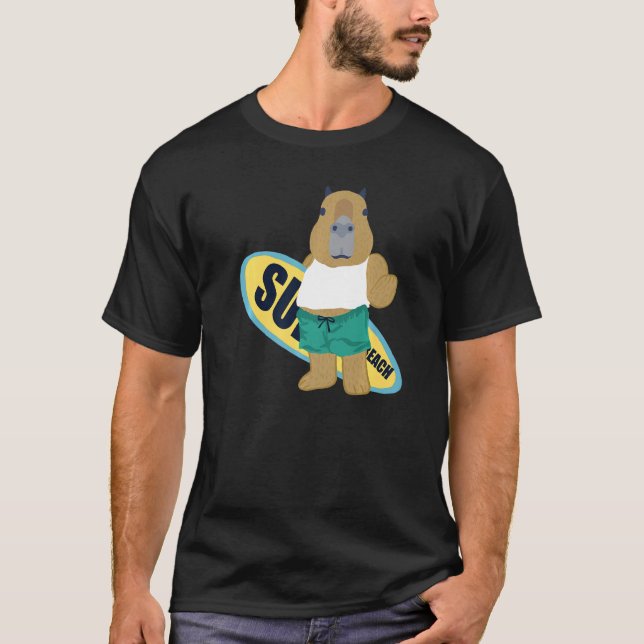 Camiseta Verano Surfboard Wild Animal Surfing Beach Sunset (Anverso)