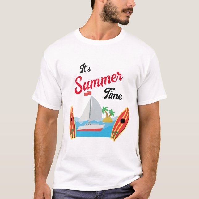 Camiseta Verano Tiempo de Viaje Olas de Playa Océano Vacaci (Anverso)