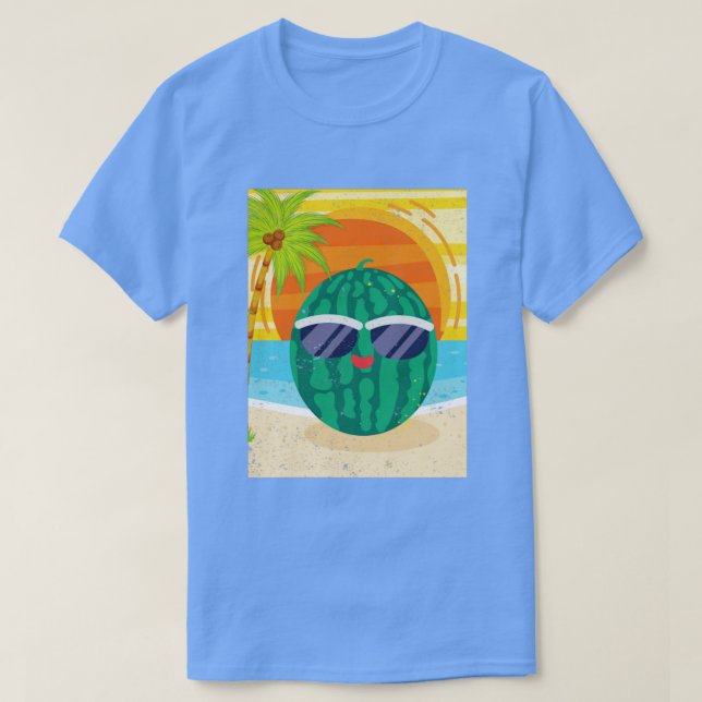 Camiseta Verano Tropical Beach Sunset Funny Fruit Watermelo (Diseño del anverso)