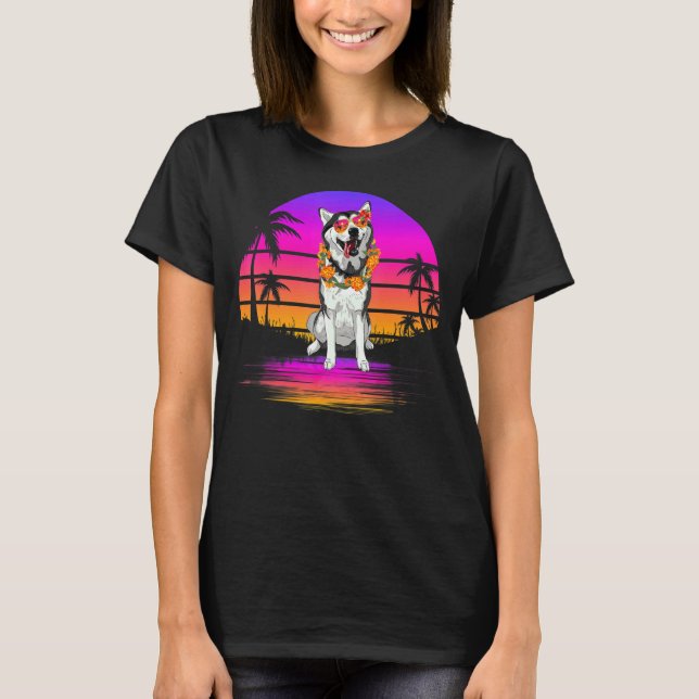 Camiseta Verano tropical hawaiano Husky Dog Hawaii (Anverso)