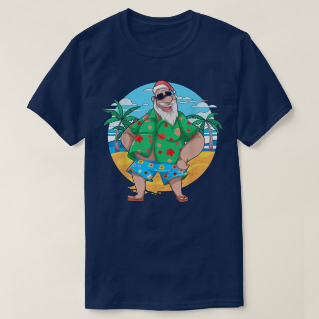 Camiseta Verano tropical Santa Claus Palm Trees Navidades I (Diseño del anverso)