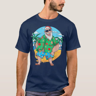 Camiseta Verano tropical Santa Claus Palm Trees Navidades I