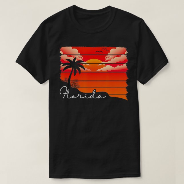 Camiseta Verano tropical South Beach Miami Palm Tret Retro (Diseño del anverso)