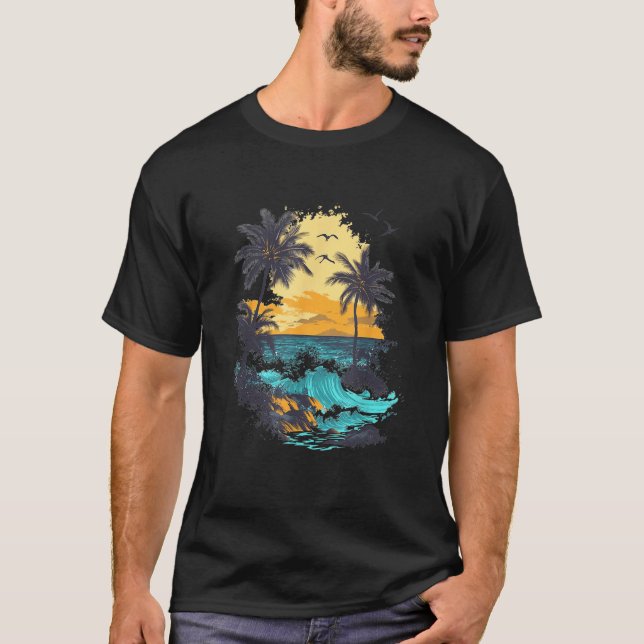 Camiseta Verano Tropical Sunset Beach Vibes (Anverso)