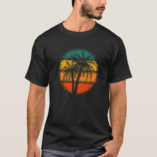 Camiseta Verano Vacacional Playa Palm Trees Tropi Estilo Re (Anverso)