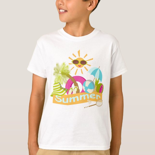 Camiseta Verano vacaciones en la playa sol sonriente en gaf (Anverso)
