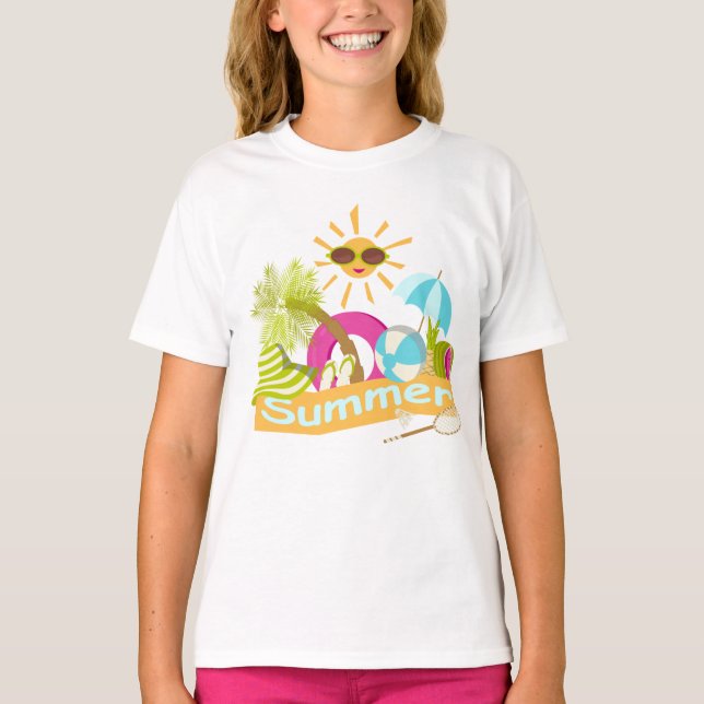Camiseta Verano vacaciones en la playa sol sonriente en gaf (Anverso)
