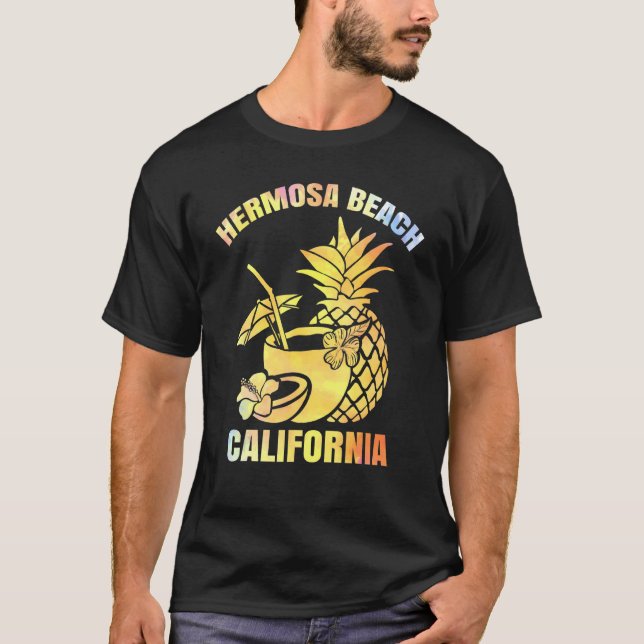 Camiseta Verano vacaciones Retro Sunset California Hermosa  (Anverso)