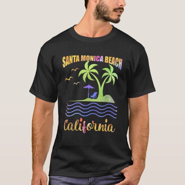 Camiseta Verano Vacaciones Retro Sunset California Santa Mo (Anverso)