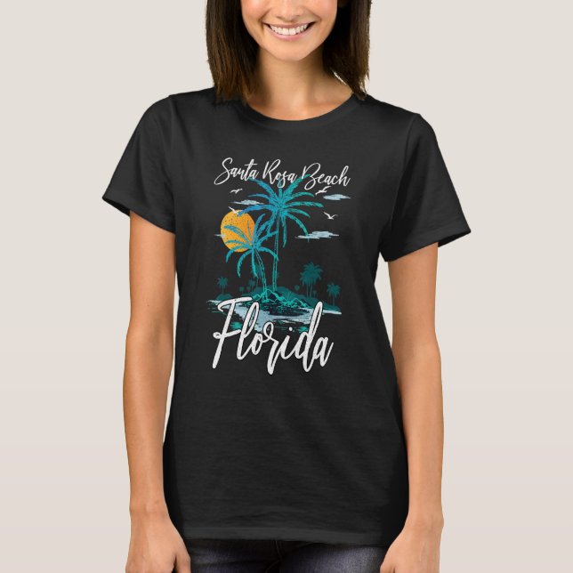 Camiseta Verano Vacaciones Retro Sunset Florida Santa Rosa  (Anverso)