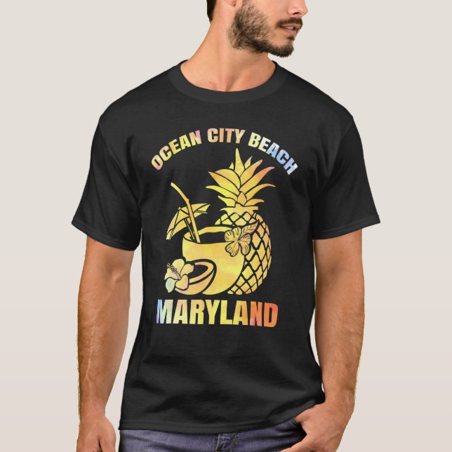 Camiseta Verano Vacaciones Retro Sunset Maryland Ocean City (Anverso)