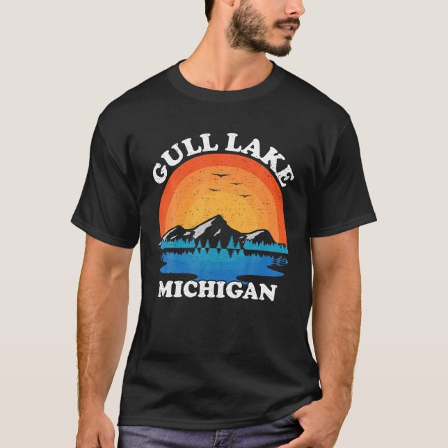 Camiseta Verano Vacaciones Retro Sunset Michigan Gull Lake (Anverso)