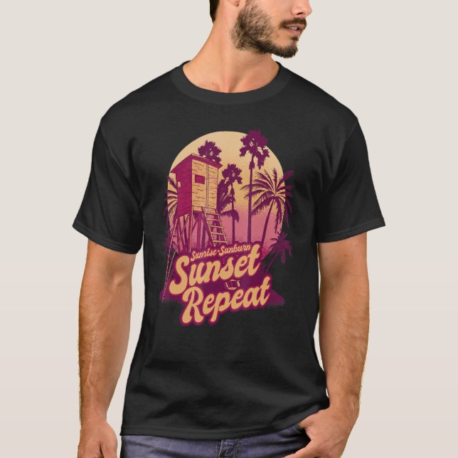 Camiseta Verano Vacaciones Sunrise Sunburn Sunset Repetir (Anverso)