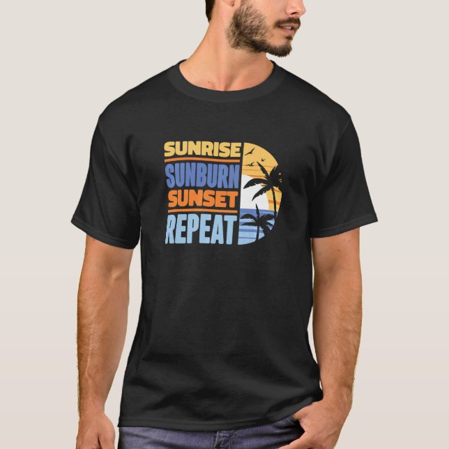 Camiseta Verano Vacaciones Sunrise Sunburn Sunset Repetir 4 (Anverso)