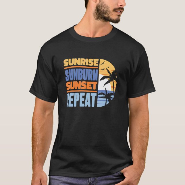 Camiseta Verano Vacaciones Sunrise Sunburn Sunset Repetir 5 (Anverso)