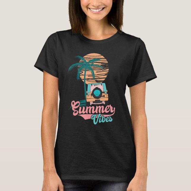 Camiseta Verano Vibes Sunset Car Hawaii Beach Summer Vacati (Anverso)