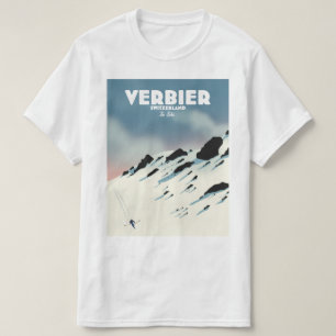 Camiseta Verbier edición Suiza de afiches de viajes de esqu