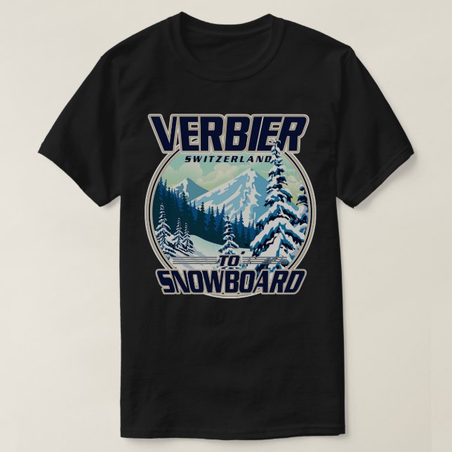 Camiseta Verbier Suiza A Snowboard (Diseño del anverso)