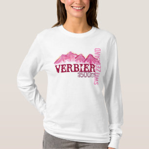 Camiseta Verbier Suiza señoras de capucha rosa de montaña