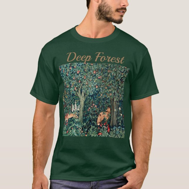 Camiseta VERDAD, ANIMALES FORESTALES Hares, Fox, Floral Ver (Anverso)