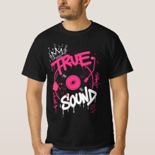 Camiseta Verdadera Graffiti de Sonido Disco de Vinilo Arte