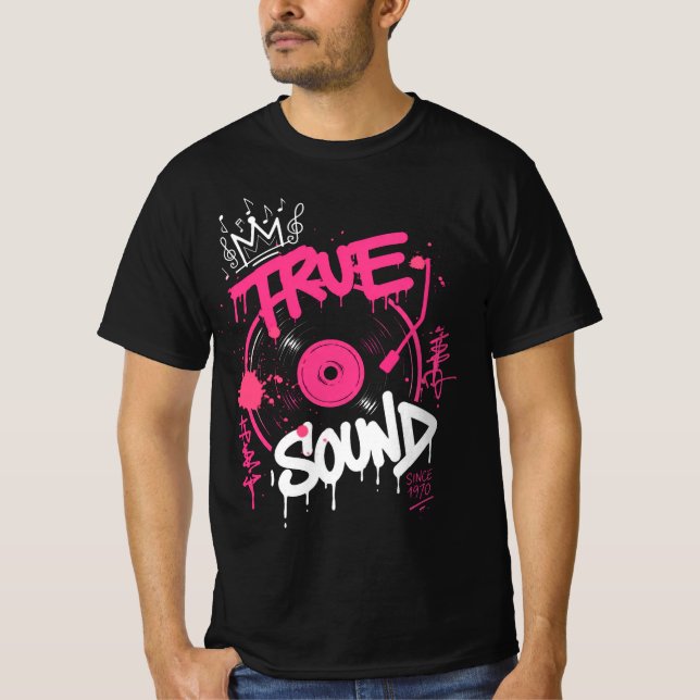 Camiseta Verdadera Graffiti de Sonido Disco de Vinilo Arte  (Anverso)