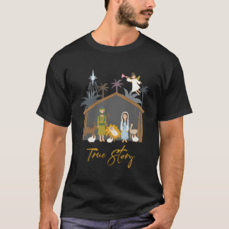 Camiseta Verdadera historia Jesús Manger Navidades cristian