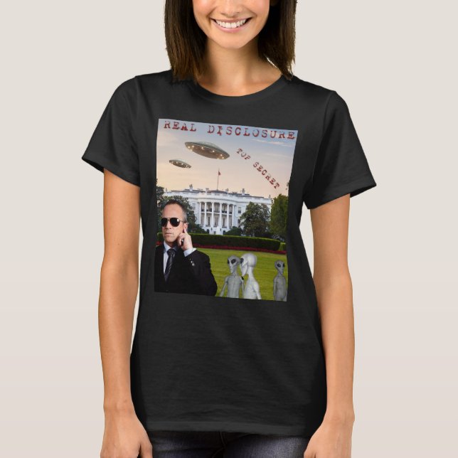 Camiseta Verdadera revelación, OVNIs. Extranjeros, UAP, Esp (Anverso)