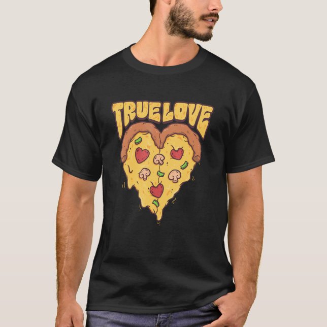 Camiseta Verdadero amor Pepperoni Pizza Corazón Pizza de co (Anverso)