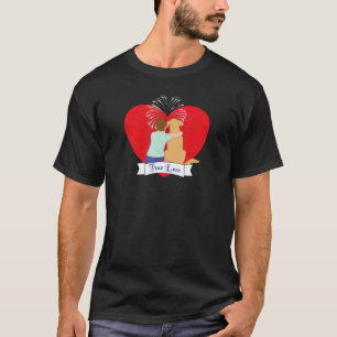 Camiseta Verdadero Chico De Amor Con Perro Mirando Fuegos A
