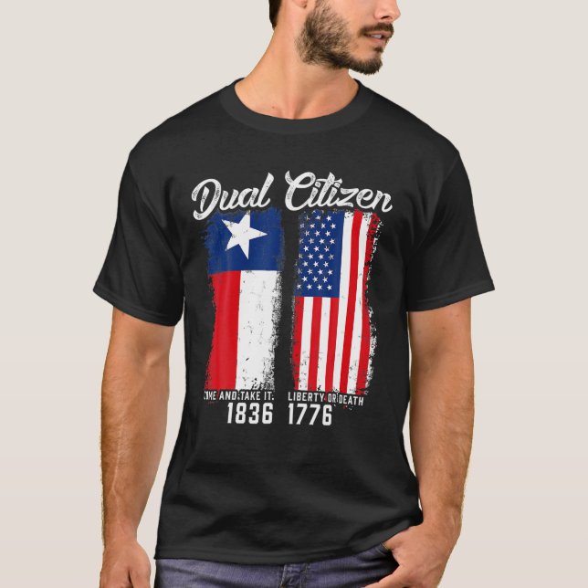 Camiseta Verdadero Texano Doble Ciudadano Ama Texas Y Estad (Anverso)