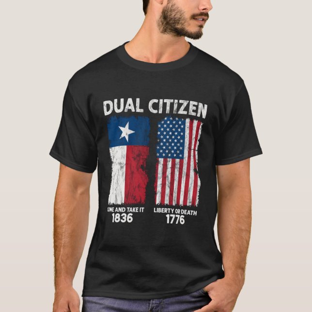 Camiseta Verdadero Texano Doble Ciudadano Ama Texas Y Estad (Anverso)