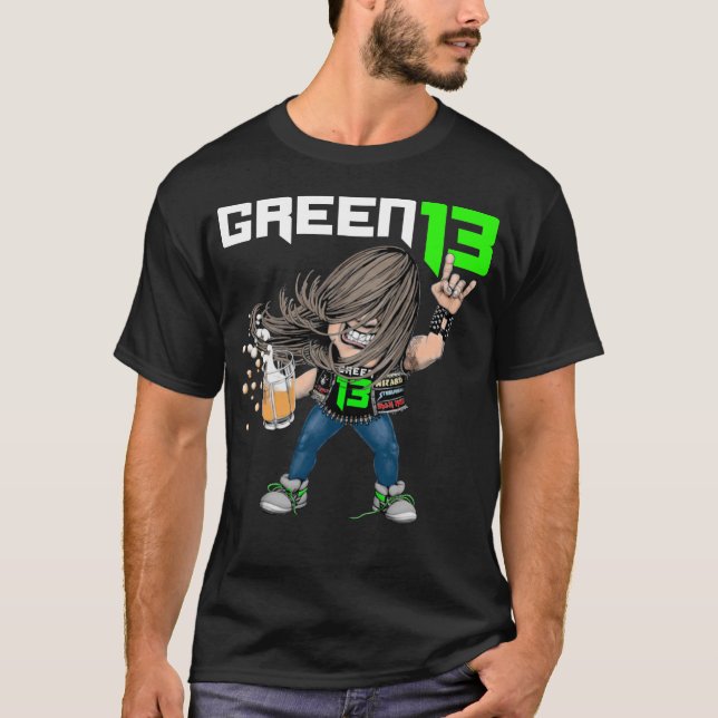 Camiseta Verde 13 Metalhead (negro) (Anverso)
