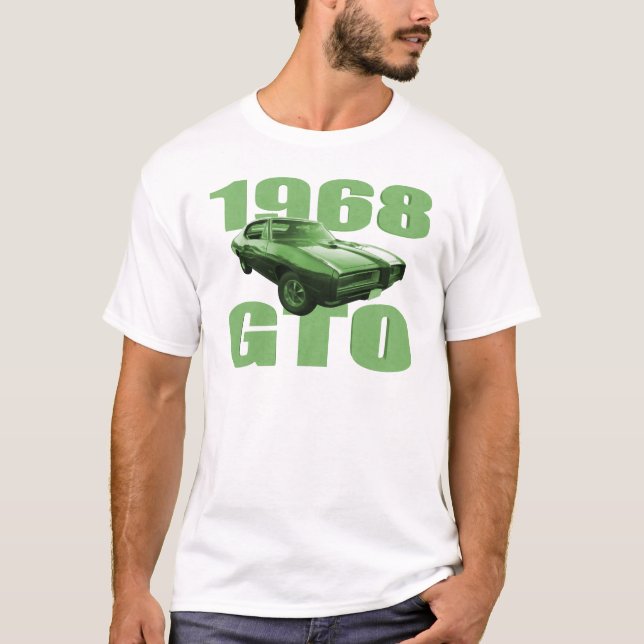 Camiseta Verde 1968 del coche del músculo de Pontiac GTO (Anverso)