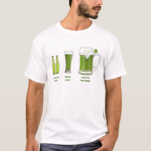 Camiseta verde afortunada de las cervezas (Anverso)