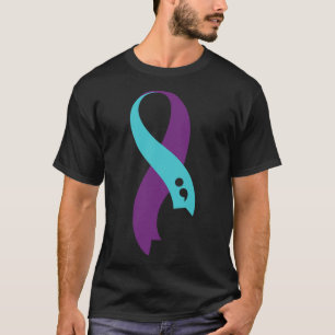 Camiseta Verde azulada Cinta púrpura Semicolón Prevención d