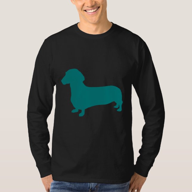 Camiseta Verde azulada Dachshund Silhouette (Anverso)