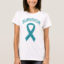 Camiseta verde azulada de la cinta del cáncer
